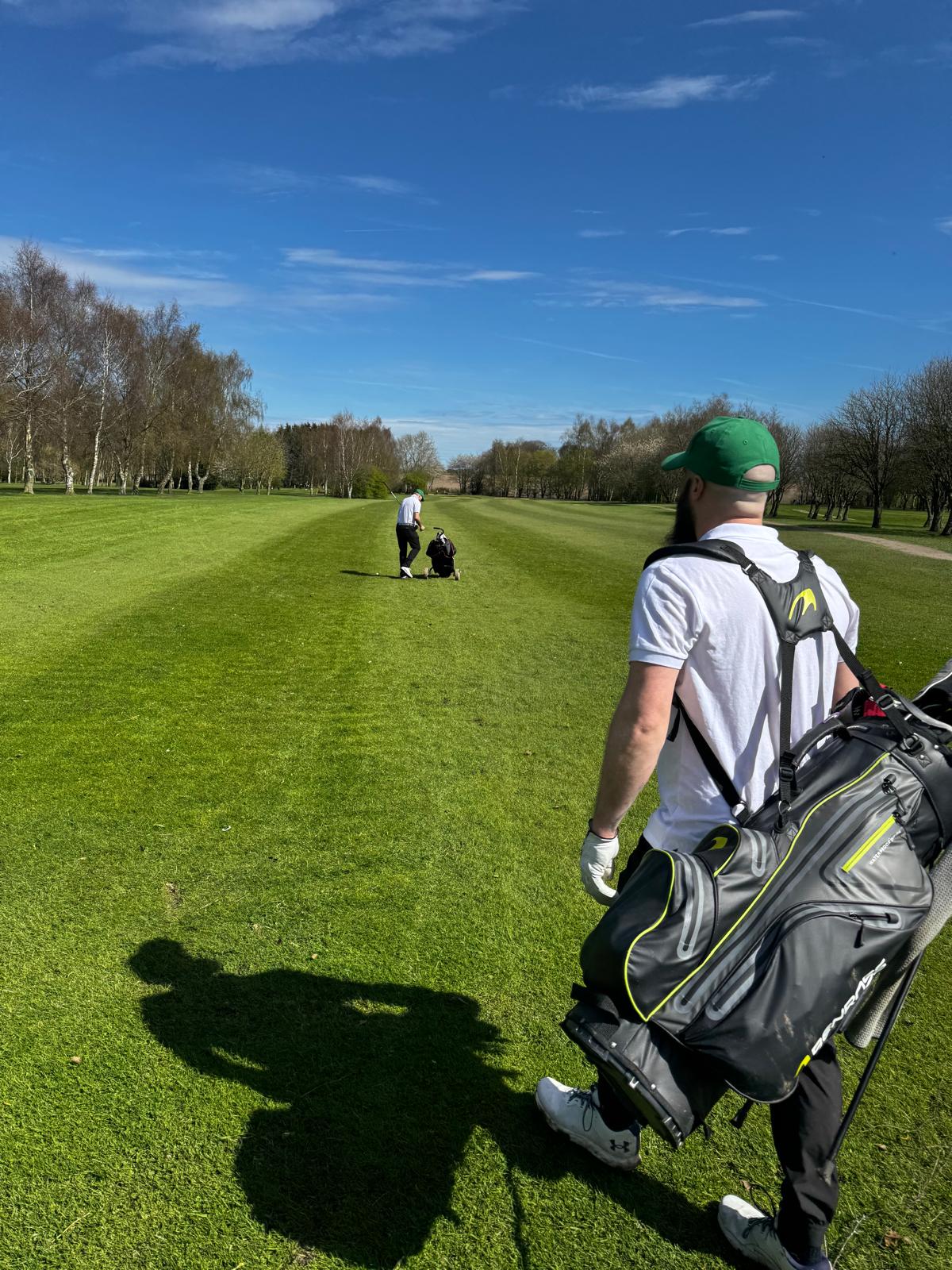 Walking down the fairway at Alder Root